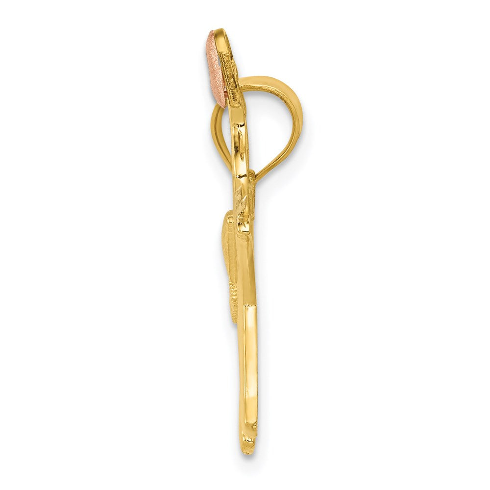 14k Two-tone with White Rhodium Elephant with Heart Pendant