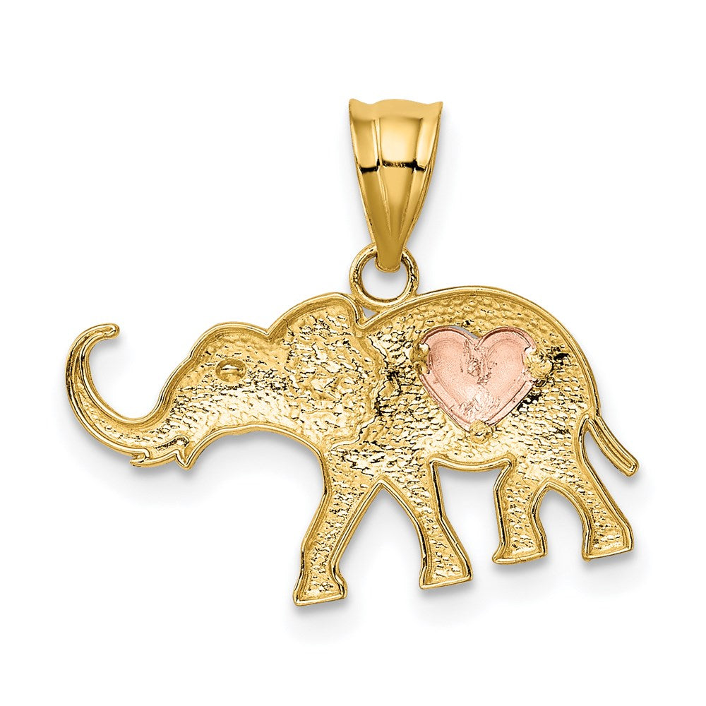 14k Yellow and Rose Gold Elephant with Heart Charm