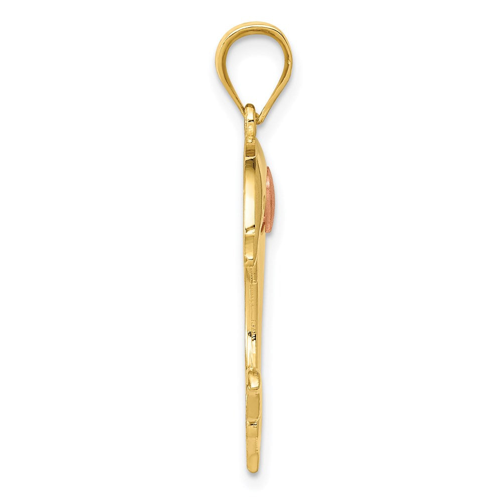 14k Two-Tone Dolphin with Heart Pendant