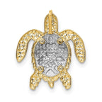 14K Two-Tone Turtle Pendant Chain Slide