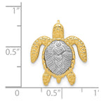 14K Two-Tone Turtle Pendant Chain Slide