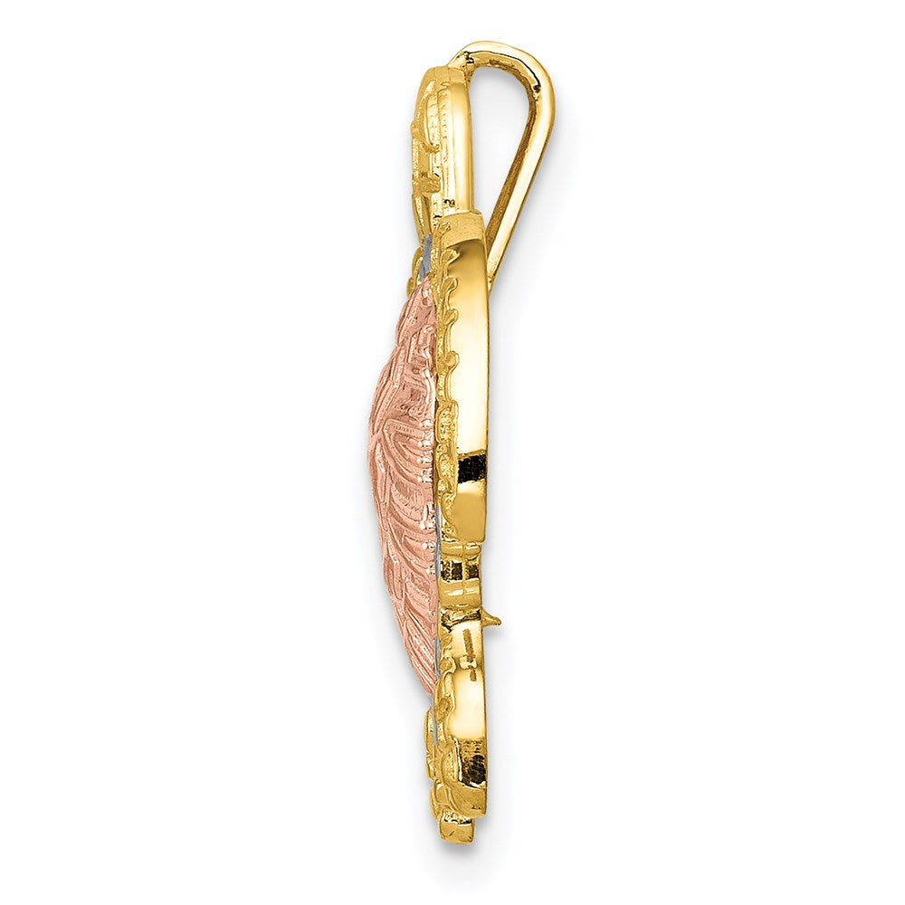 14K Two-Tone with White Rhodium Turtle Pendant Chain Slide