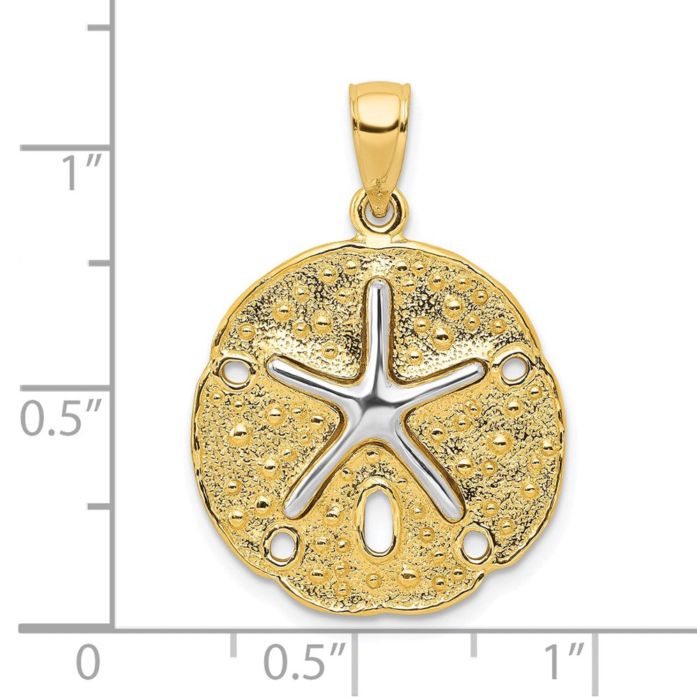 14k Two-Tone Sand Dollar with Starfish Pendant