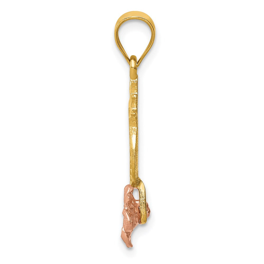 14K Yellow and Rose Gold Pineapple with Plumeria Flower Pendant