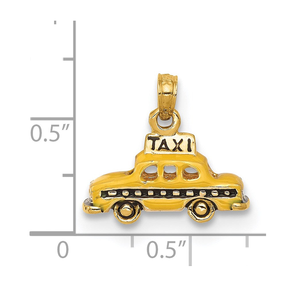 14k 3-D Enameled TAXI Pendant