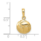 14K Solid Polished Domed Open-Back Volleyball Charm