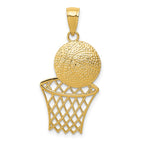 14K Diamond-Cut Basketball and Net Charm
