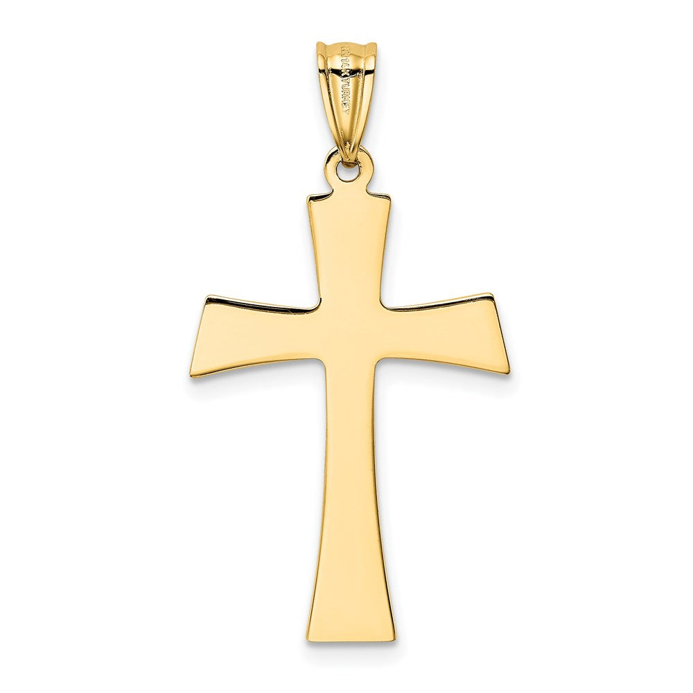 14K and White Rhodium Polished Cross Pendant