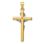14k Two-tone INRI Crucifix Pendant
