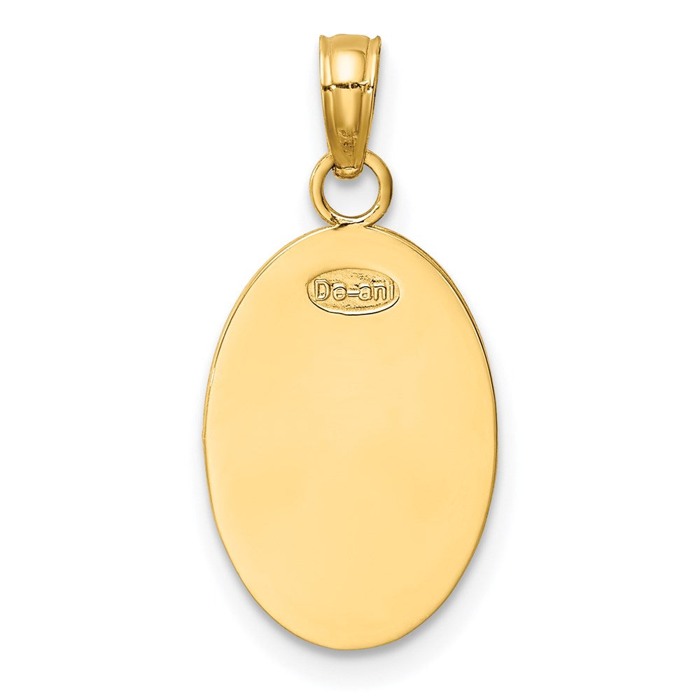 14k Polished Solid Saint Christopher Medal Oval Pendant