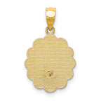 14K Two-tone and White Rhodium Solid Spanish Baptism Mi Bautizo Oval Pendant