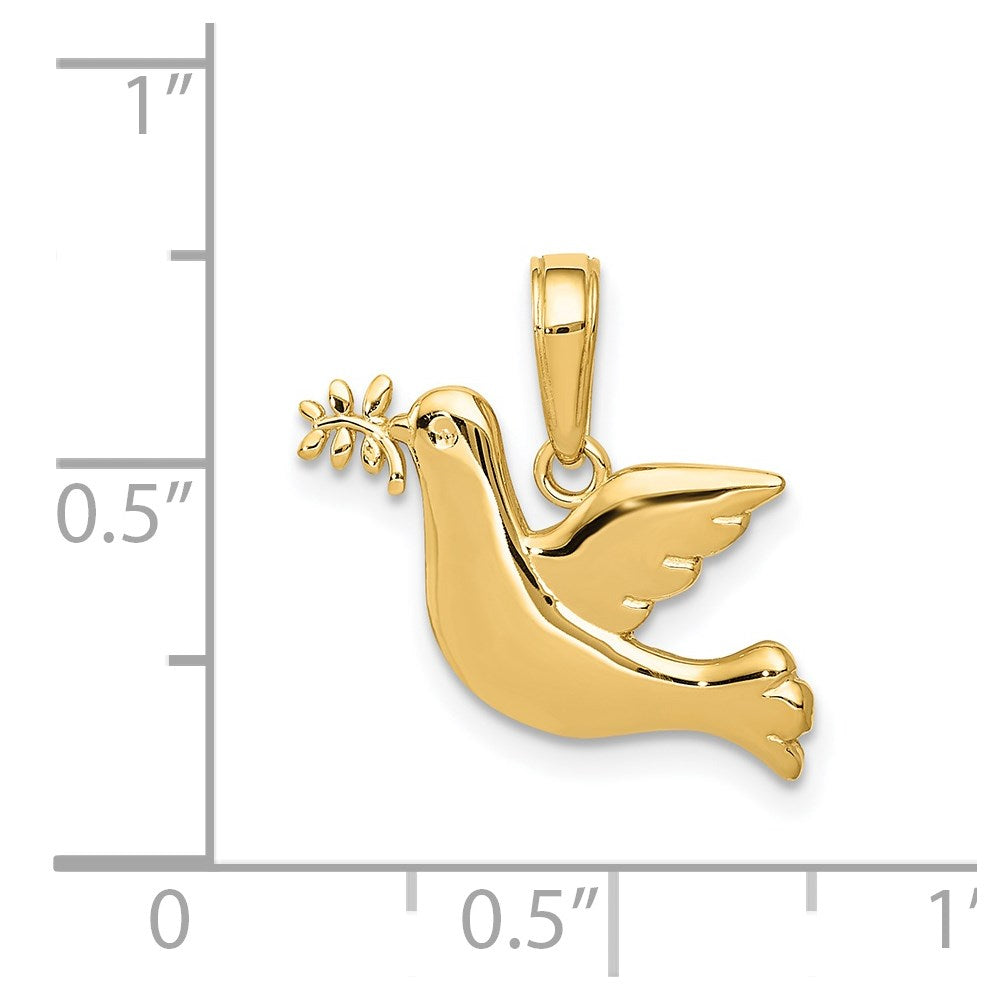 14k Polished Dove with Olive Branch Charm