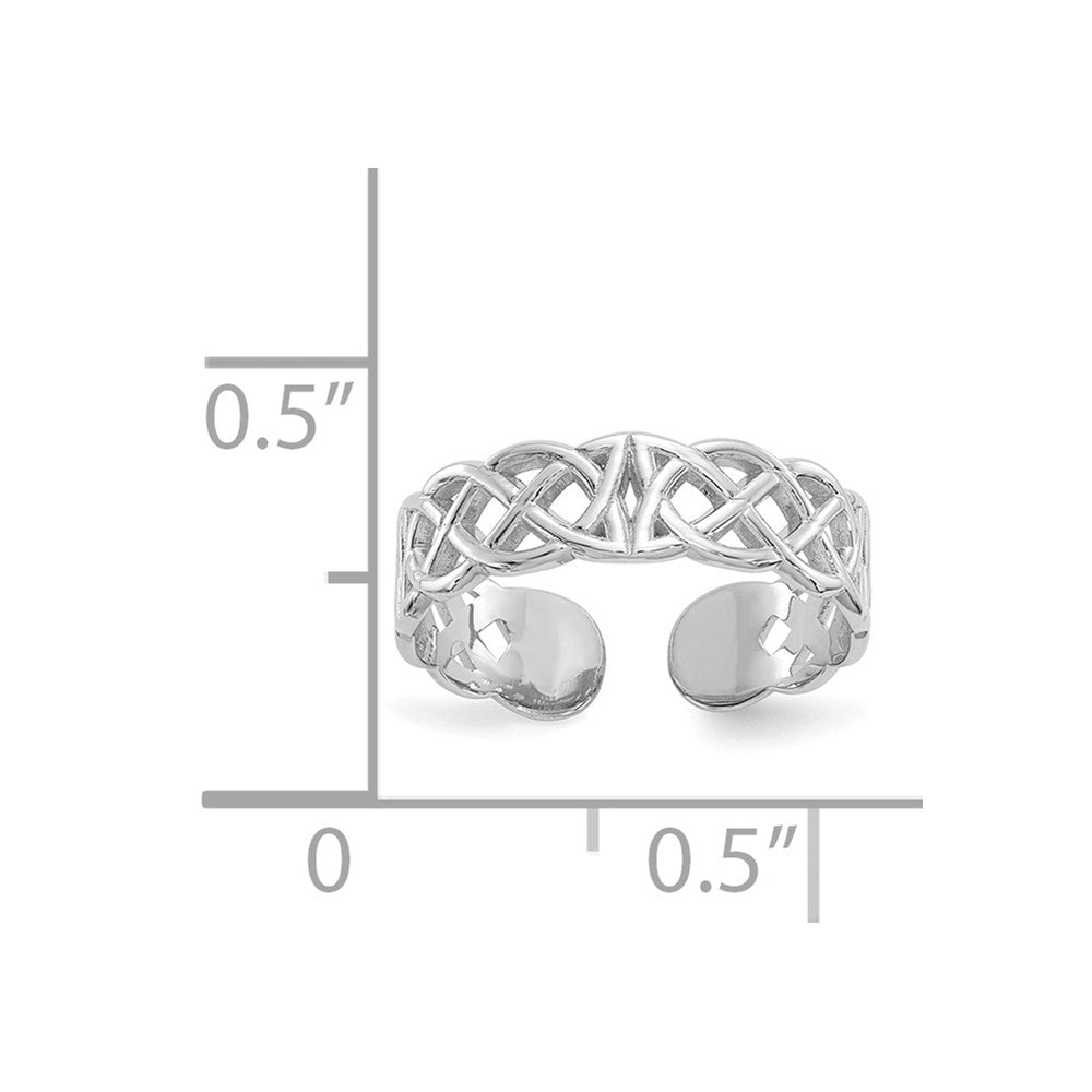 14k White Gold Polished Celtic Knot Toe Ring
