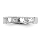 14k White Gold Polished with Hearts Toe Ring