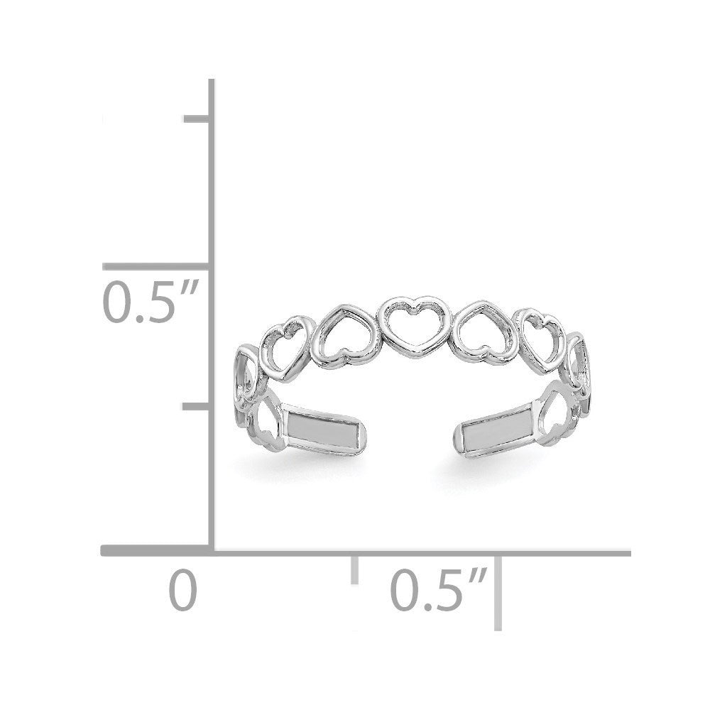 14k White Gold Open Hearts Toe Ring