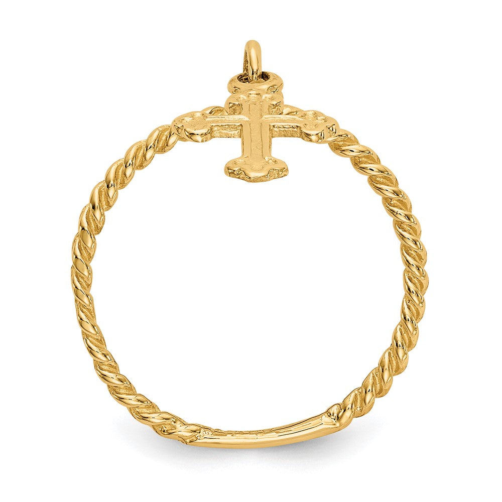 14k Cross Dangle Twisted Band Baby / Childs Ring