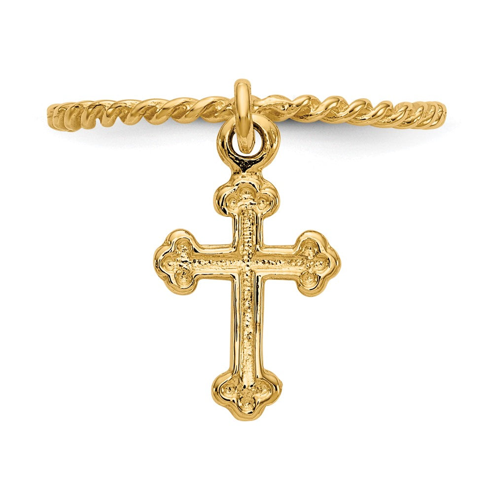 14k Cross Dangle Twisted Band Baby / Childs Ring
