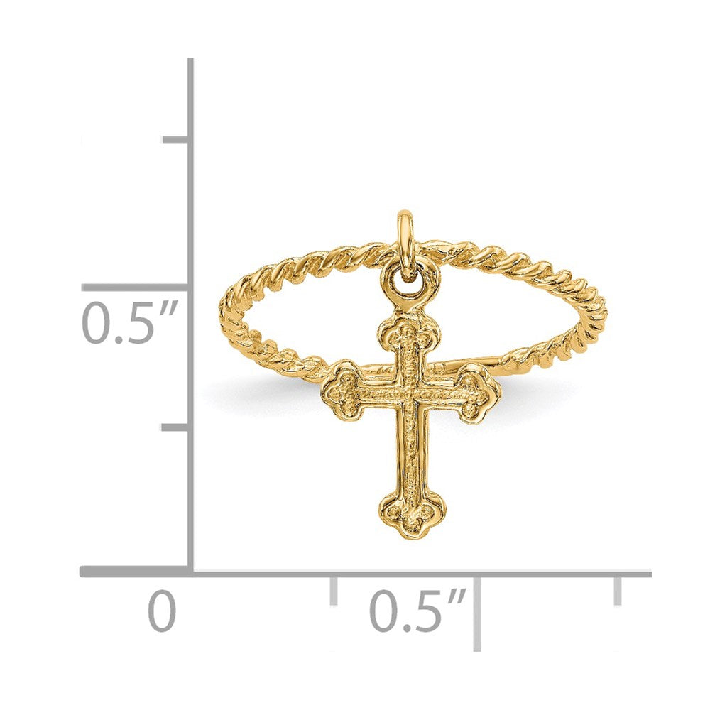 14k Cross Dangle Twisted Band Baby / Childs Ring