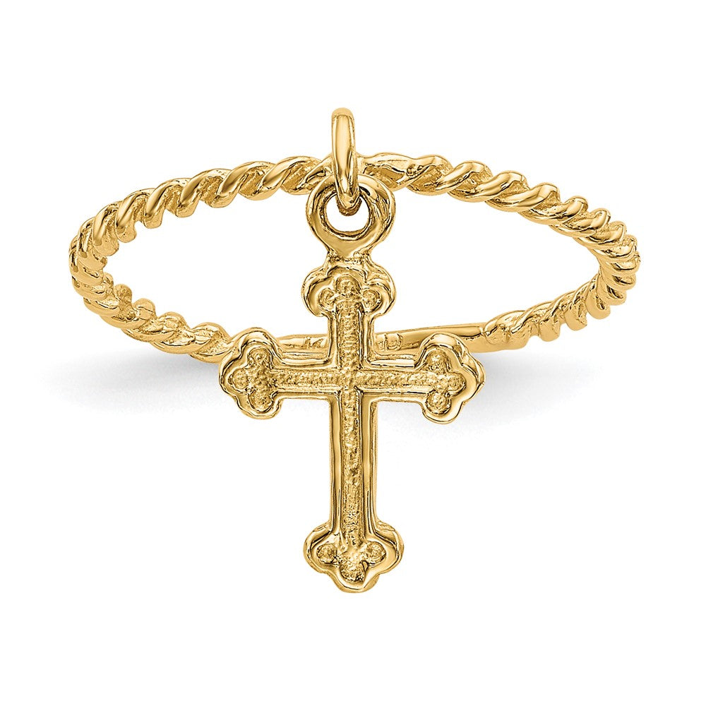 14k Cross Dangle Twisted Band Baby / Childs Ring