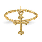 14k Cross Dangle Twisted Band Baby / Childs Ring