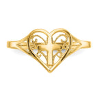 14k Polished Heart with Cross Ring