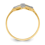 14k Two-tone Diamond Cross in Filigree Oval Ring