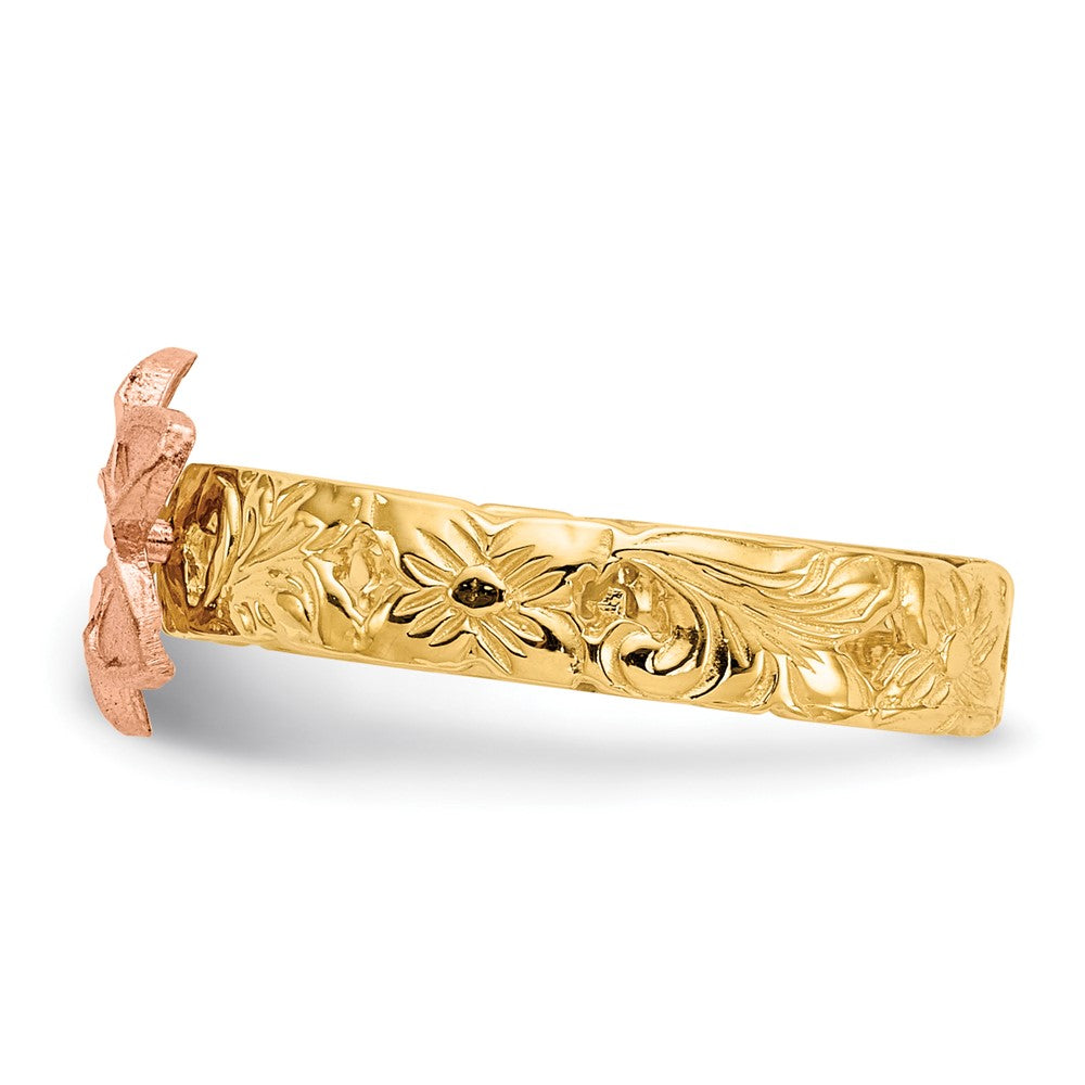 14K Two-tone Plumeria Baby / Childs Ring