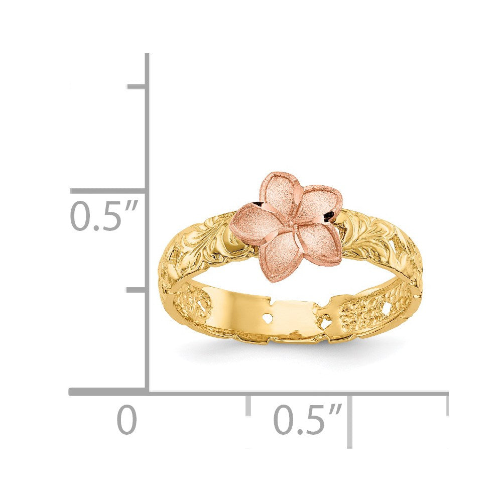 14K Two-tone Plumeria Baby / Childs Ring