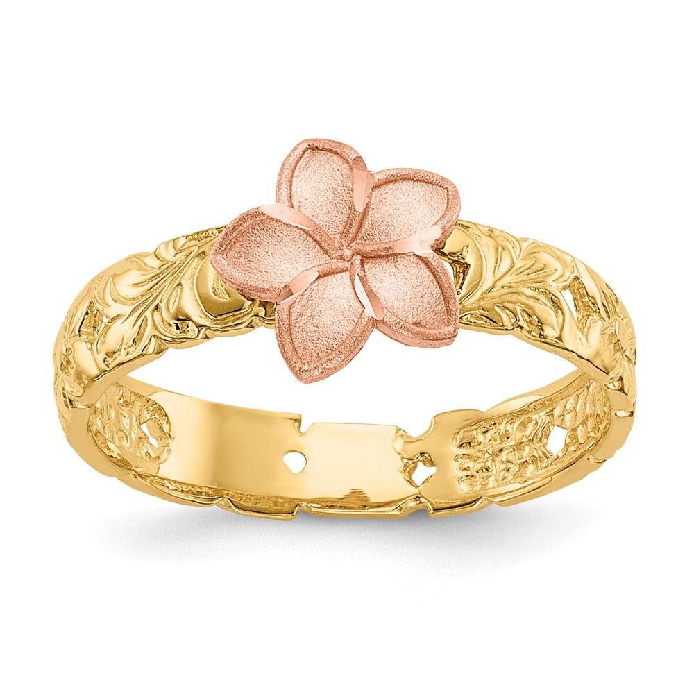 14K Two-tone Plumeria Baby / Childs Ring