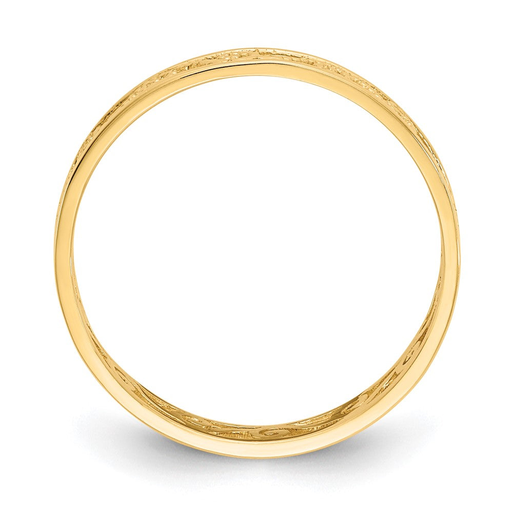 14K Polished and Textured Scroll Filigree Band