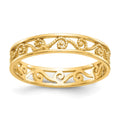 14K Polished and Textured Scroll Filigree Band