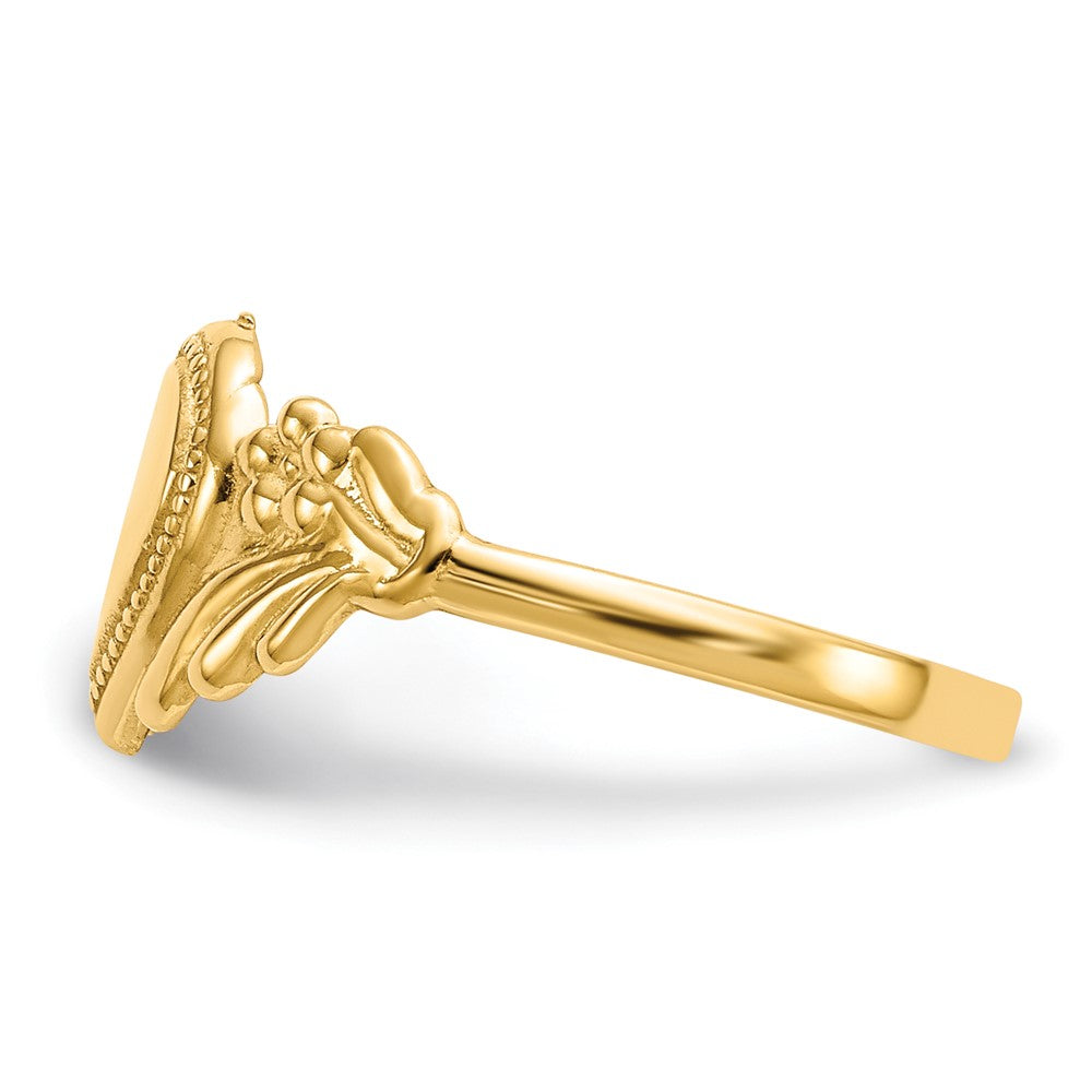 14k Polished 6.0x6.0mm Closed Back Childs Heart Signet Ring
