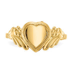 14k Polished 6.0x6.0mm Closed Back Childs Heart Signet Ring