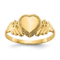 14k Polished 6.0x6.0mm Closed Back Childs Heart Signet Ring
