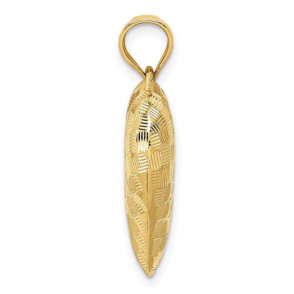 14K Polished Basket Weave Pattern 3-D Puffed Heart Pendant
