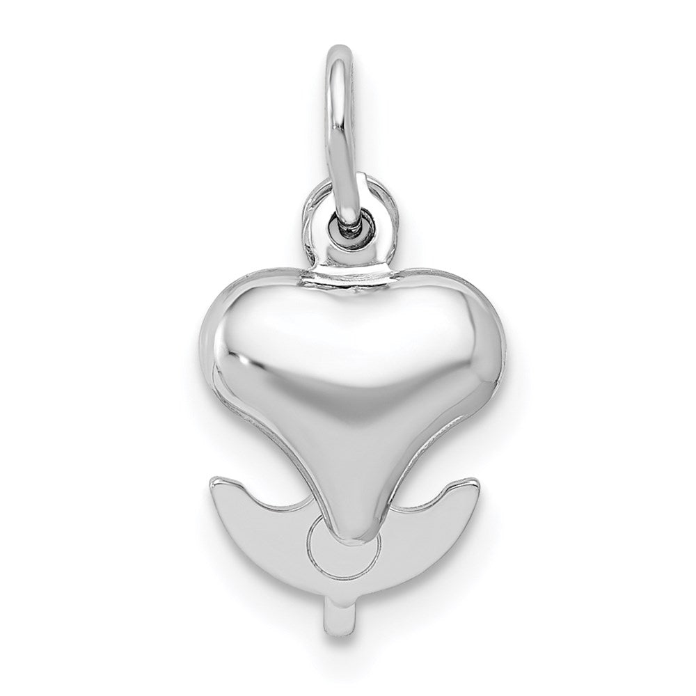 14K White Gold 3D Moveable Heart/Cross/Anchor Pendant