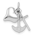 14K White Gold 3D Moveable Heart/Cross/Anchor Pendant
