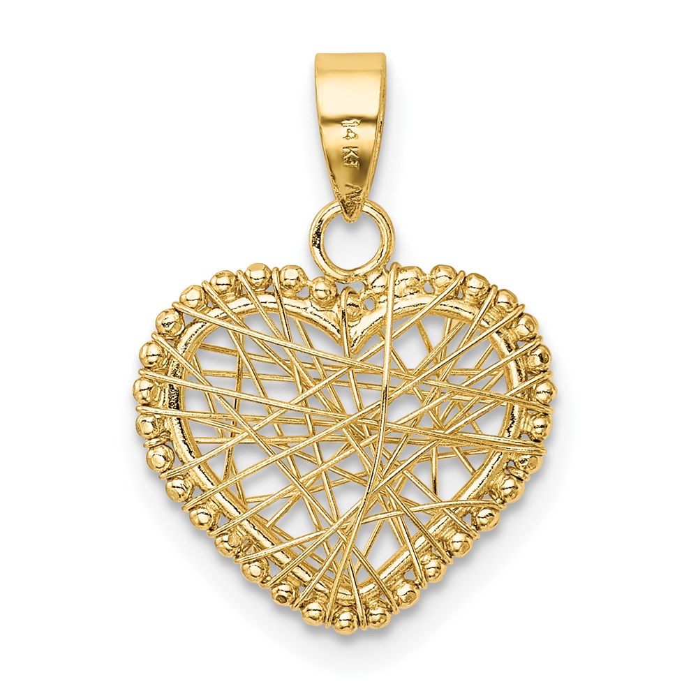 14K Polished Open Wire Heart Pendant