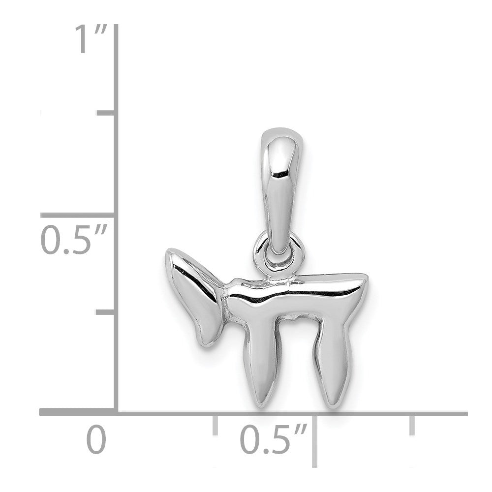 14k White Gold Polished Chai (Life) Pendant