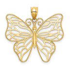 14k Polished Large Filigree Butterfly Pendant