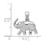 14k White Gold 3-D Polished Elephant Pendant