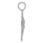 14k White Gold Polished Textured Bass Fish Pendant