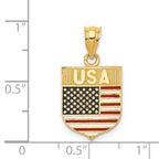 14k Enameled USA Flag Shield Pendant