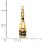 14K Polished 3-D Black Enameled Champagne Bottle Pendant