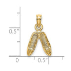 14K 3-D Polished Textured Ballerina Slippers Charm