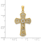 14K Two-tone Polished 2-Level Cross Pendant