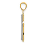14k and White Rhodium Polished Cross Pendant