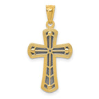 14k and White Rhodium Polished Cross Pendant