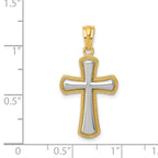 14k and White Rhodium Polished Cross Pendant