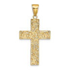 14K Polished Textured Nugget Style Cross Pendant